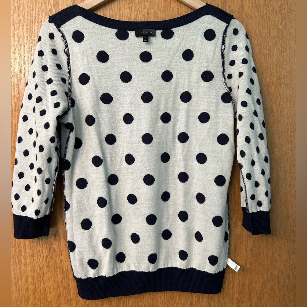 The Limited sweater, navy blue with polka dots, large Limited Sweater reversible - Picture 14 of 16
